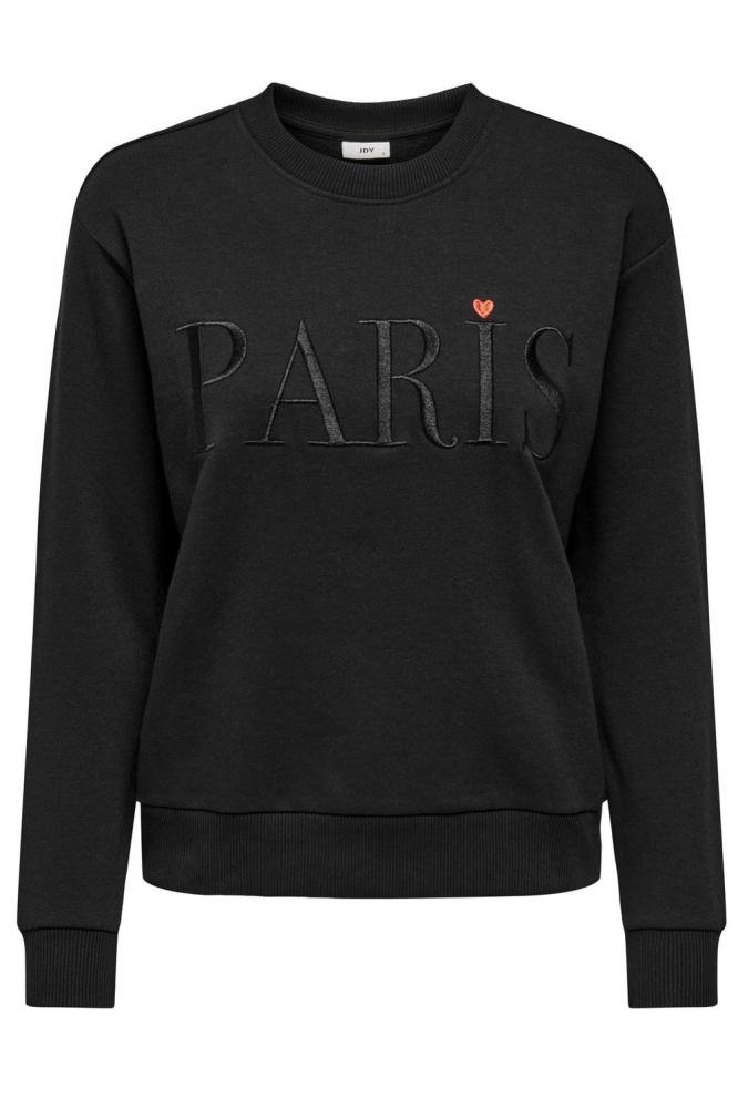 JDYPARIS L/S EMB SWEAT JRS 15221015 Black/PARIS HEART
